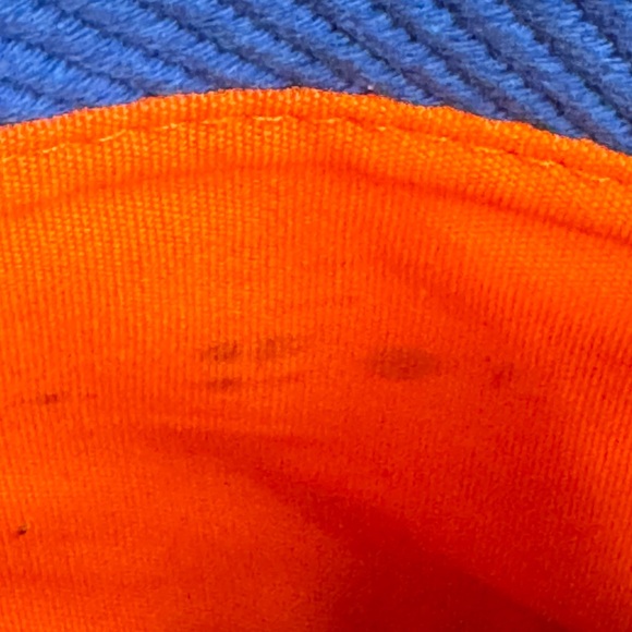 Bath And Body Works Blue Canvas Tote Bag Orange Interior HAS SOME STAINS!READ! - Picture 9 of 14